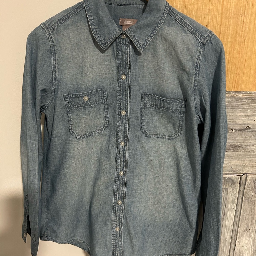 Denim button top